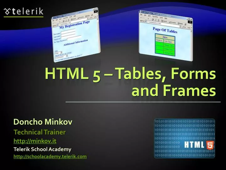 html 5 tables forms and frames