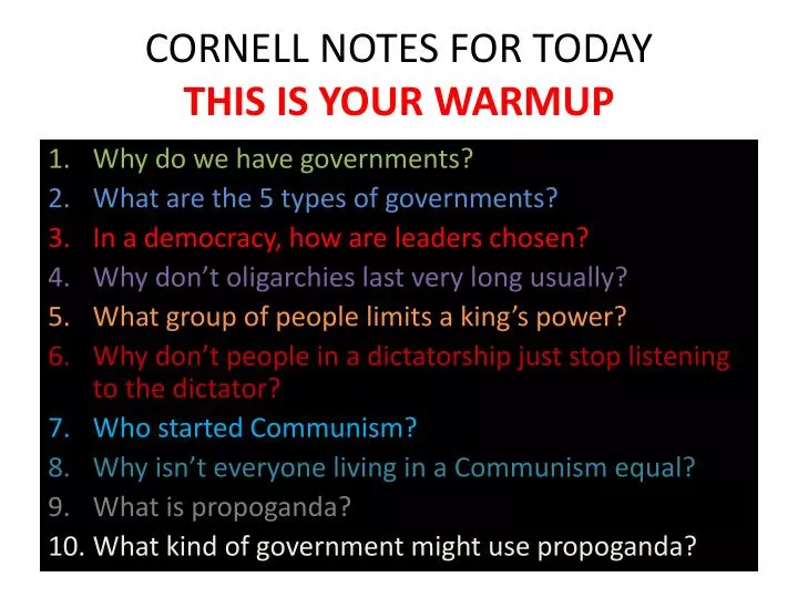 cornell notes for today this is your warmup