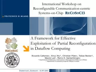 A Framework for Effective Exploitation of Partial Reconfiguration in Dataflow Computing
