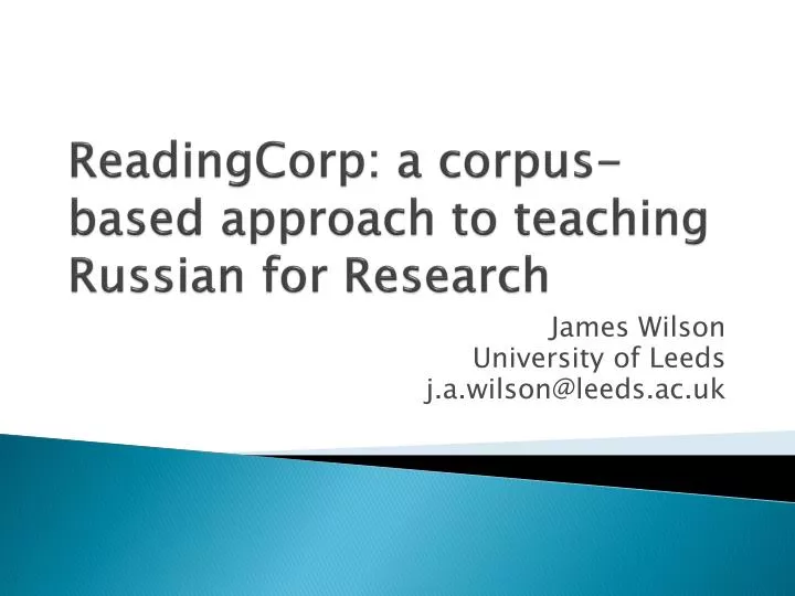 readingcorp a corpus based approach to teaching russian for research