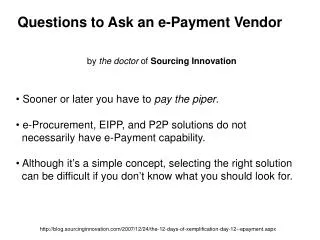 Questions to Ask an e-Payment Vendor