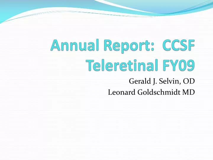 annual report ccsf teleretinal fy09