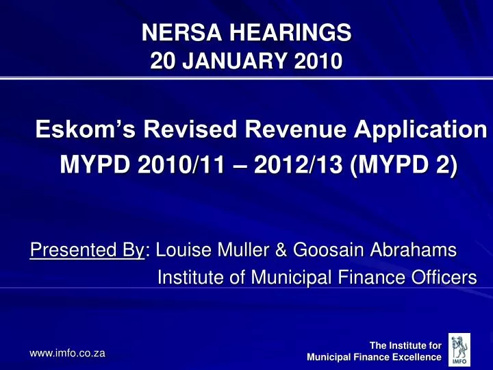 nersa hearings 20 january 2010