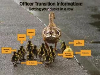 Officer Transition Information: Getting your ducks in a row