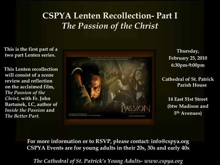 cspya lenten recollection part i the passion of the christ
