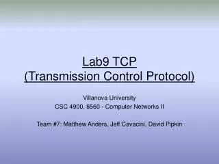 Lab9 TCP (Transmission Control Protocol)