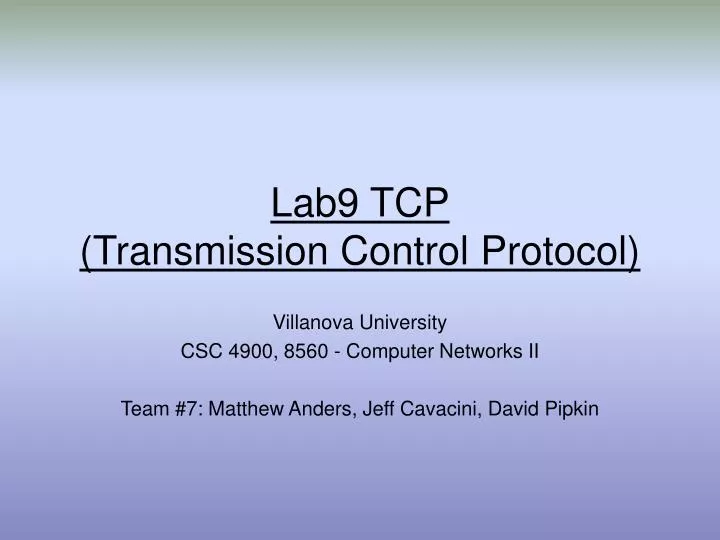 lab9 tcp transmission control protocol
