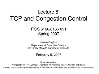 Lecture 8: TCP and Congestion Control