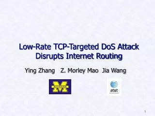 Low-Rate TCP-Targeted DoS Attack Disrupts Internet Routing
