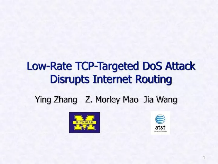 low rate tcp targeted dos attack disrupts internet routing