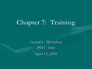 Chapter 7: Training