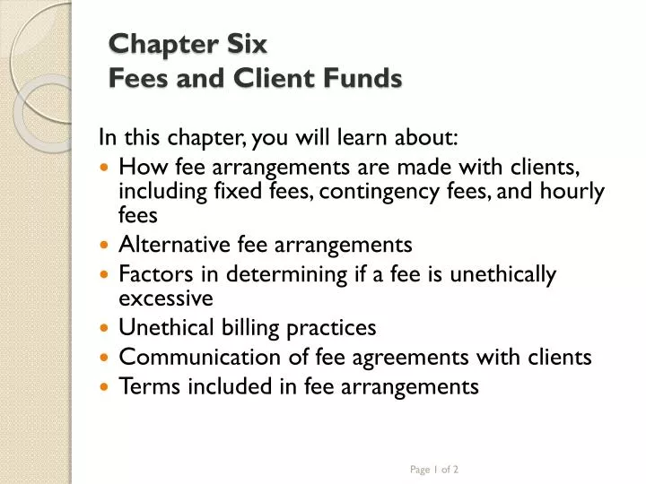 chapter six fees and client funds