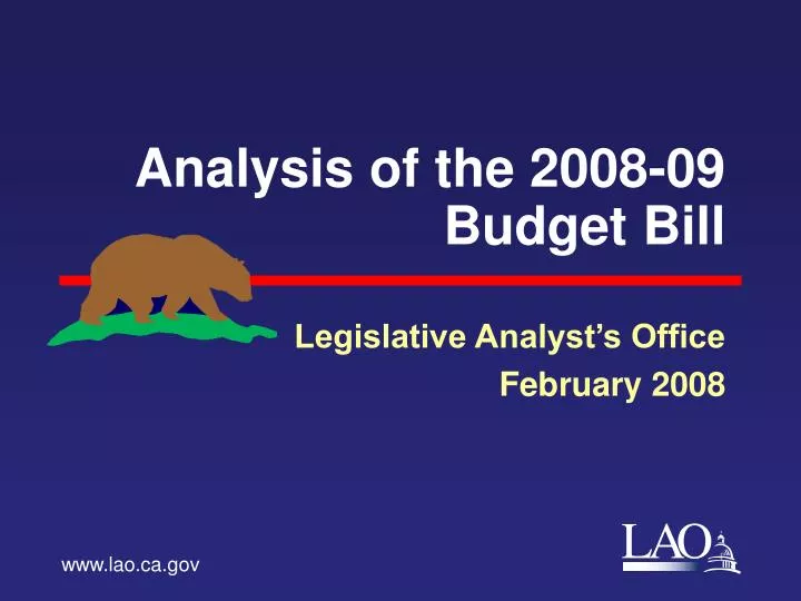 analysis of the 2008 09 budget bill