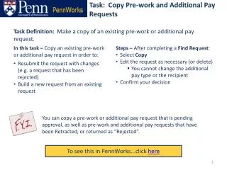 Task: Copy Pre-work and Additional Pay Requests