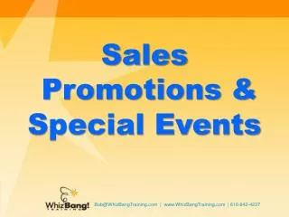 Sales Promotions &amp; Special Events