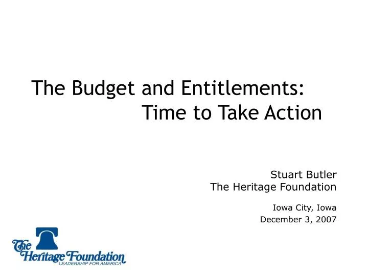 the budget and entitlements time to take action