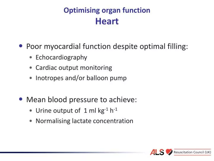 optimising organ function heart