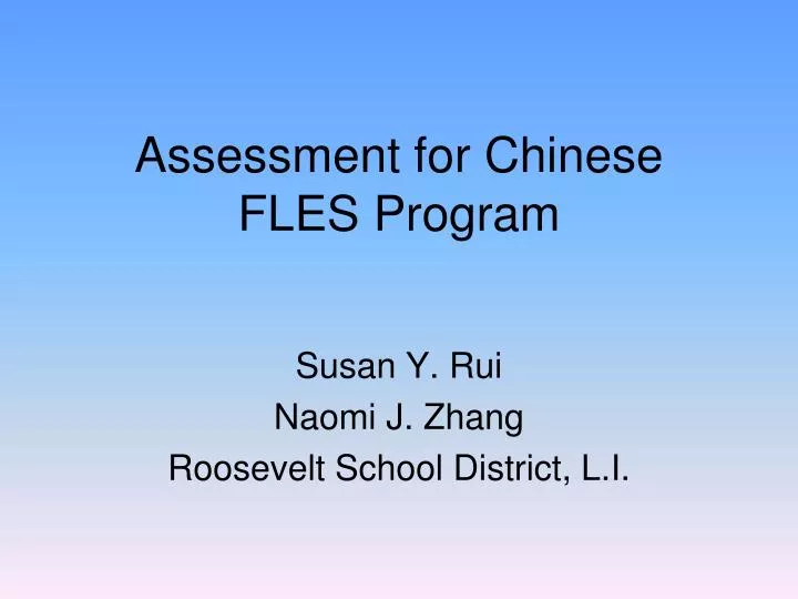 assessment for chinese fles program