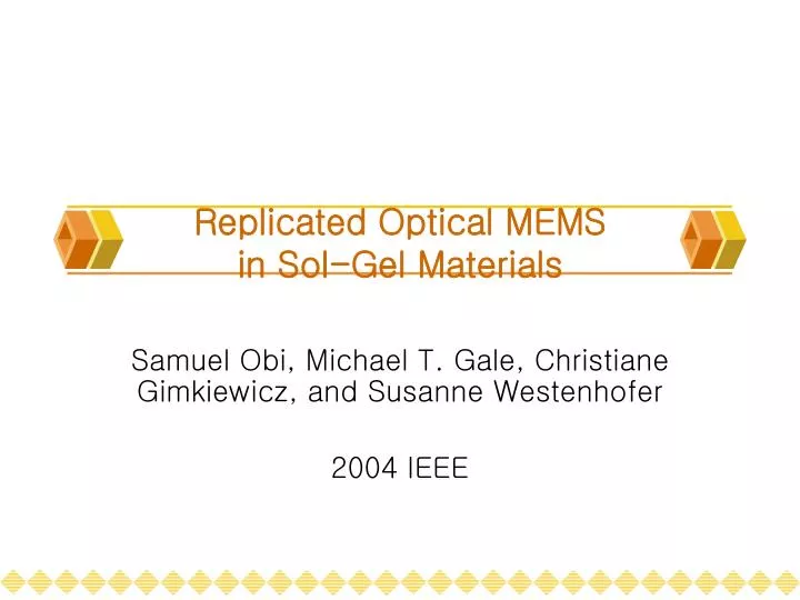 replicated optical mems in sol gel materials