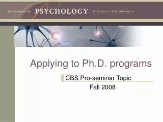 Applying to Ph.D. programs