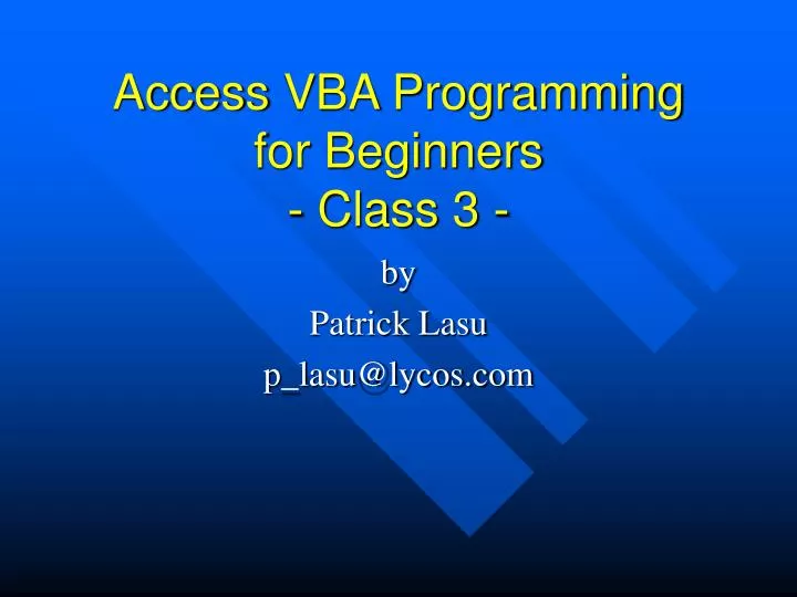 access vba programming for beginners class 3