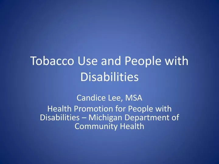 tobacco use and people with disabilities