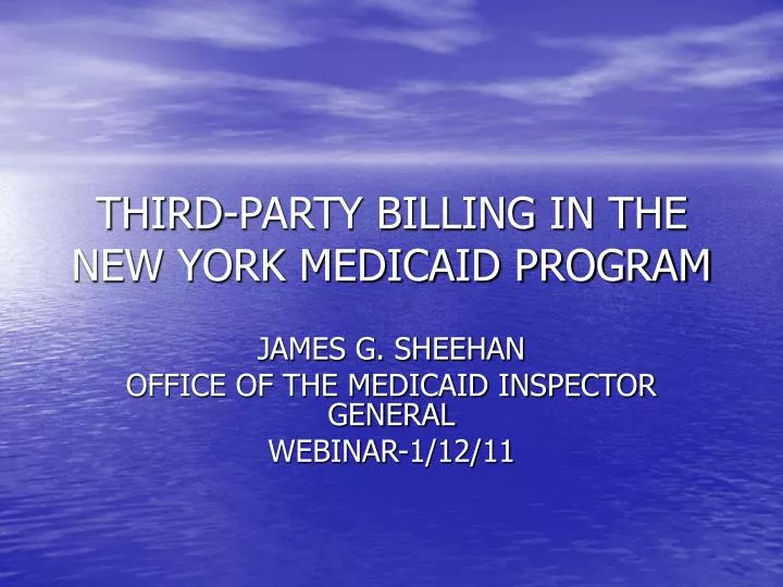third party billing in the new york medicaid program