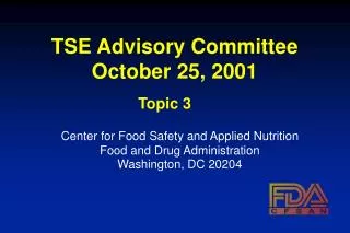 TSE Advisory Committee October 25, 2001