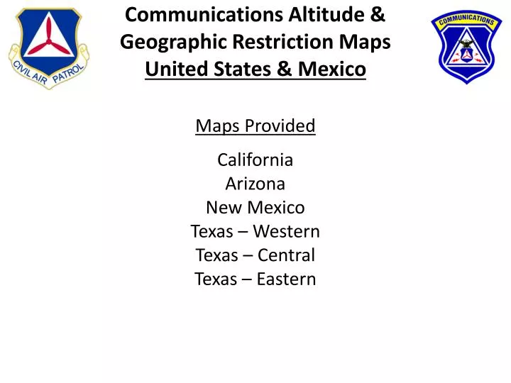communications altitude geographic restriction maps united states mexico