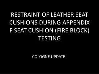 RESTRAINT OF LEATHER SEAT CUSHIONS DURING APPENDIX F SEAT CUSHION (FIRE BLOCK) TESTING