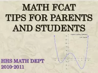 MATH FCAT TIPS FOR PARENTS AND STUDENTS