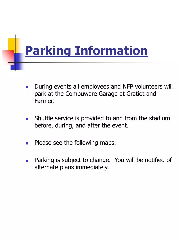 parking information