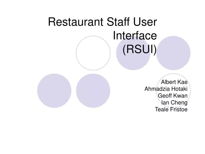 restaurant staff user interface rsui