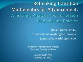 Julia Aguirre, Ph.D. University of Washington Tacoma jaguirre@u.washington