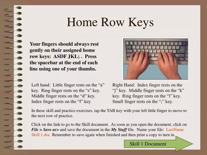 home row keys