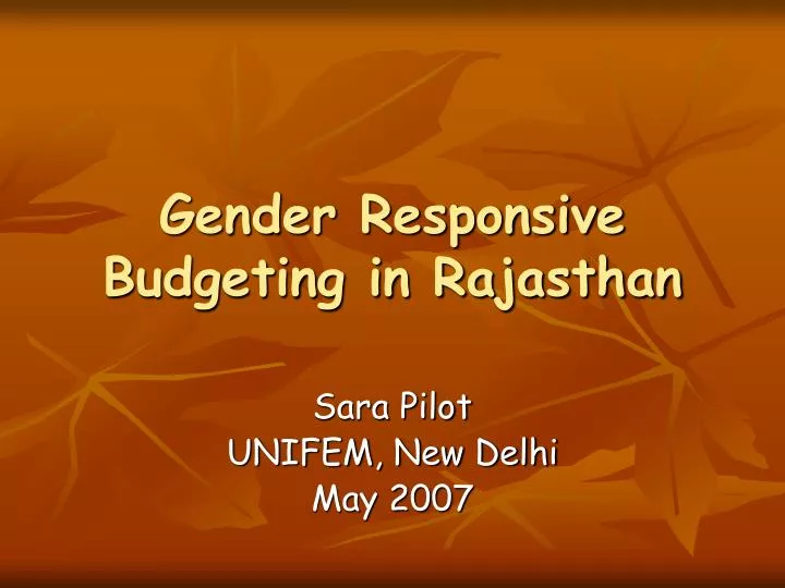 gender responsive budgeting in rajasthan