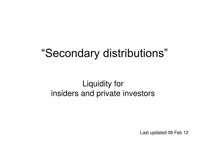 secondary distributions