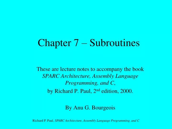 chapter 7 subroutines
