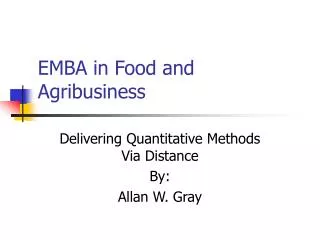 EMBA in Food and Agribusiness