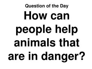 Question of the Day How can people help animals that are in danger?