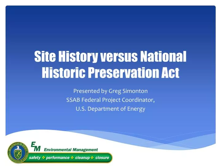 site history versus national historic preservation act