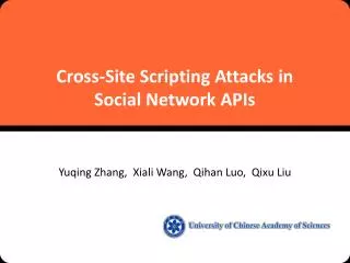 Cross-Site Scripting Attacks in Social Network APIs