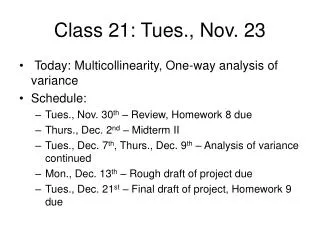 Class 21: Tues., Nov. 23