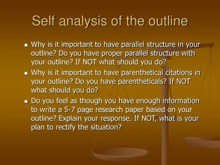 self analysis of the outline