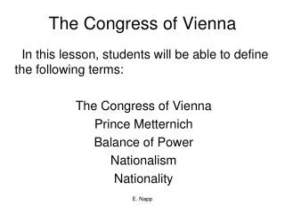 The Congress of Vienna