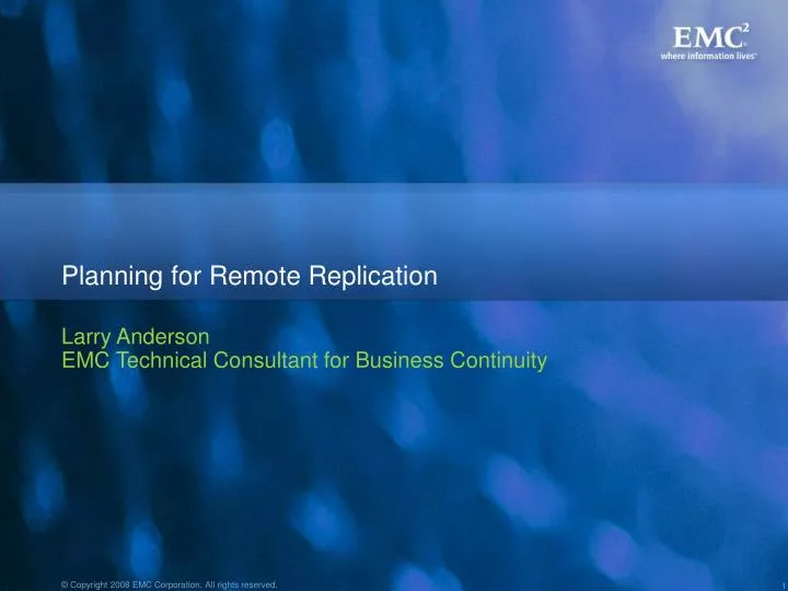 planning for remote replication