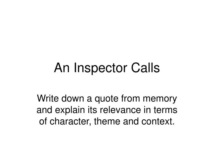 an inspector calls