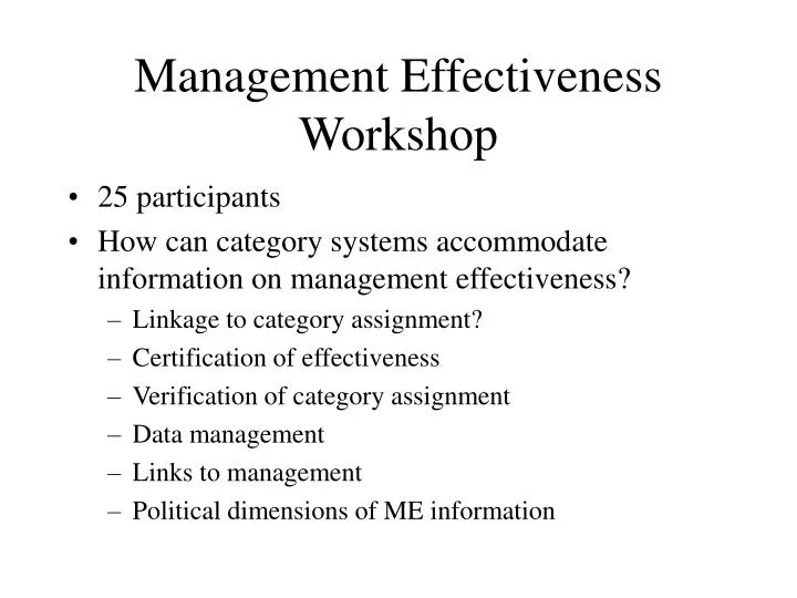 management effectiveness workshop