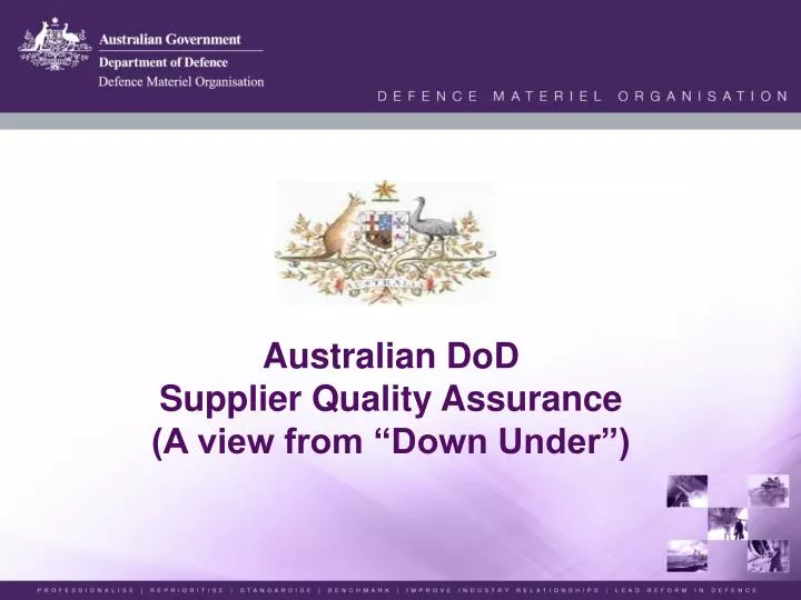 australian dod supplier quality assurance a view from down under