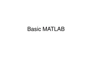 Basic MATLAB